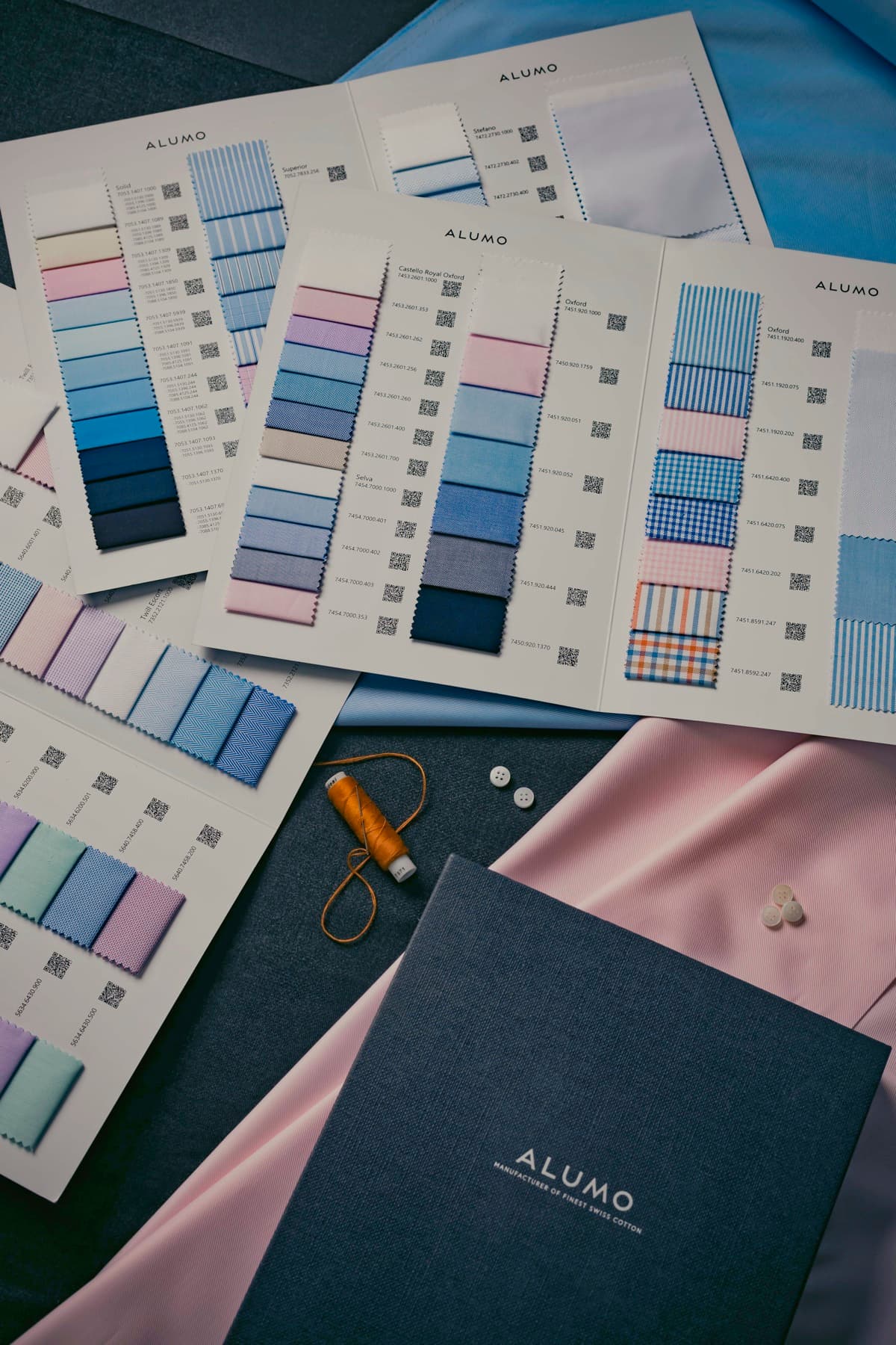 Alumo shirting swatches and the year's shirting cards