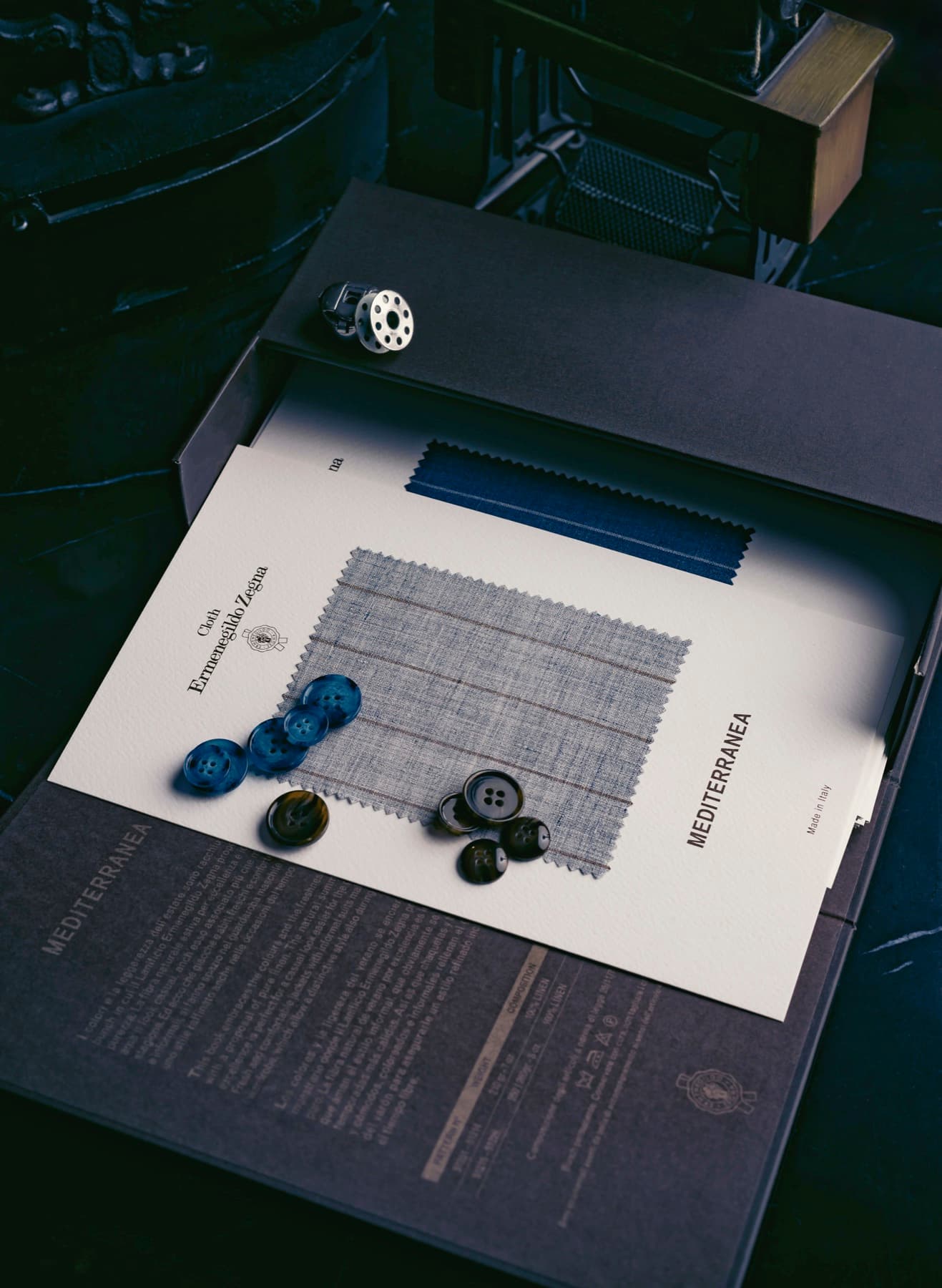 Ermenegildo Zegna 'Mediterranea' folio with horn buttons