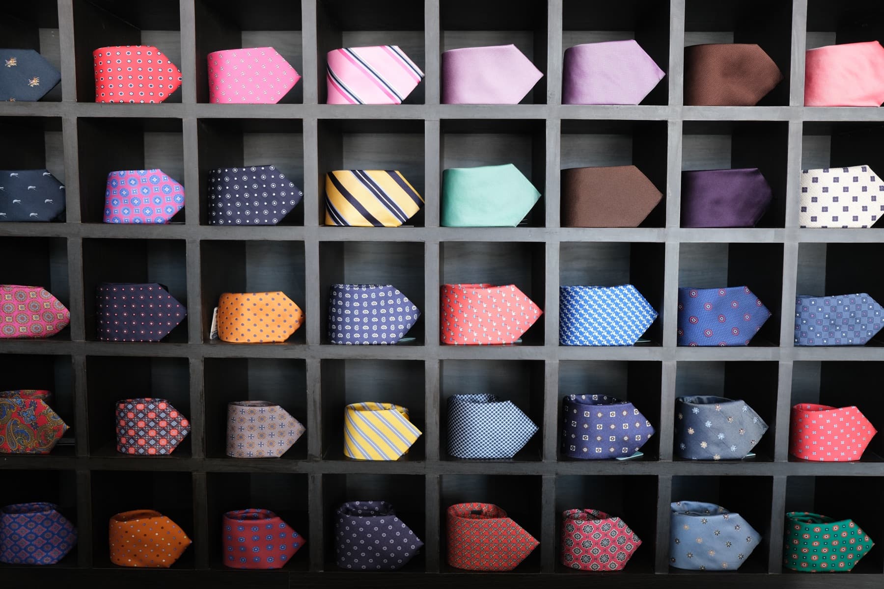 The atelier's silk tie wall